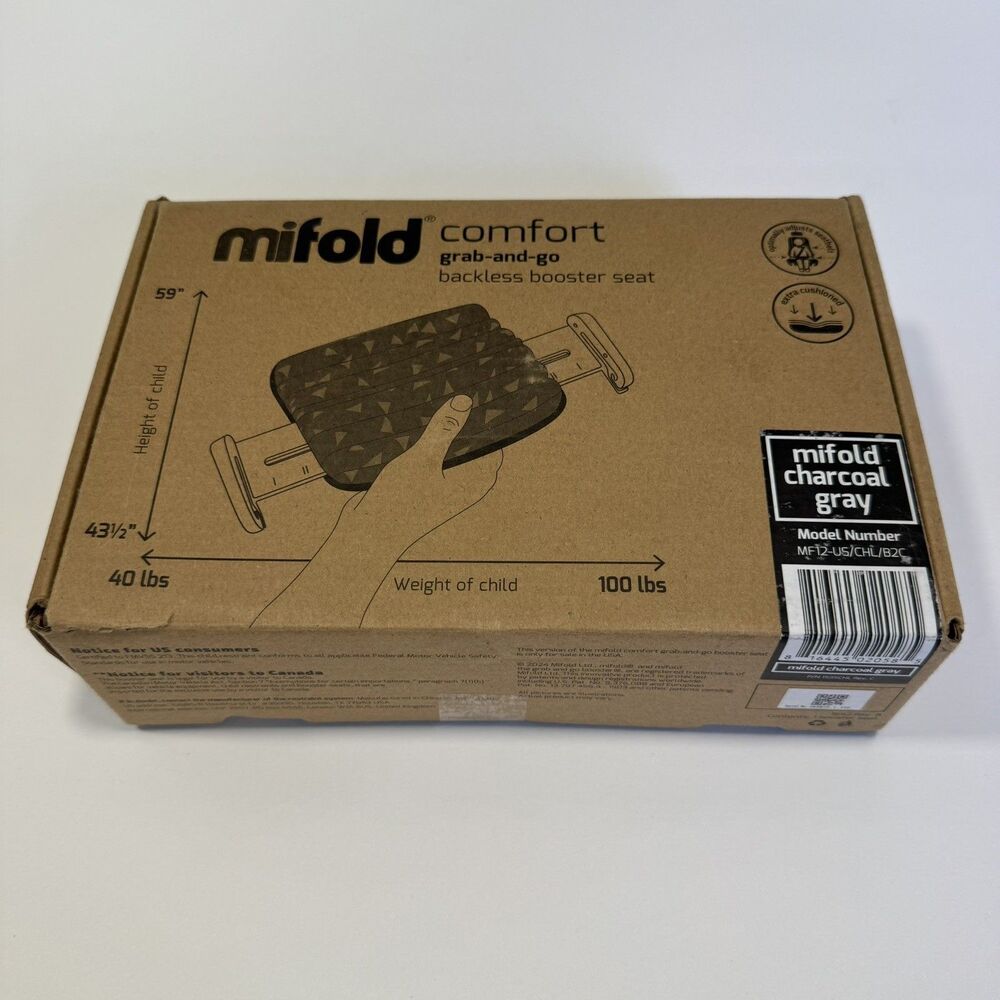 Mifold Grab-And-Go Compact Car Booster Portable Travel Seat 40 To 100 Lbs Child
